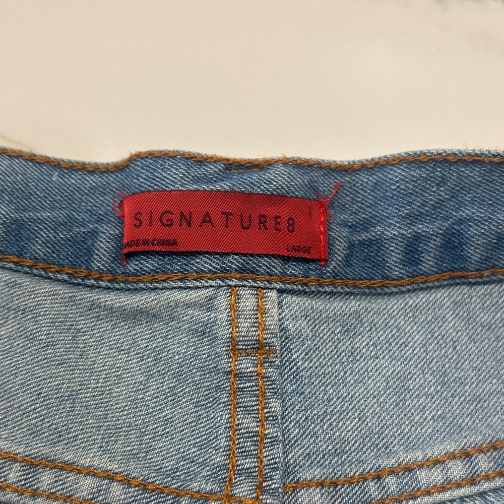 Signature8 Light Blue Frayed Hem Jean Shorts 100%cotton - Picture 7 of 16